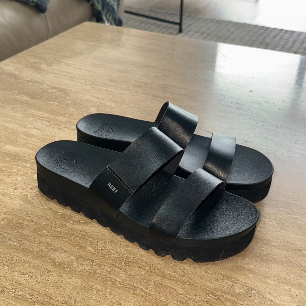 Platform Reef Women's Black Slide Sandals